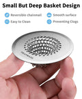 Top Shelf Reversible Bathtub Drain Strainer And Hair Catcher Set Crafted From Heavy Duty 304 Stainless Steel To Stop Tough Clogs And Keep Your Showers Rolling Smooth As Silk, held in hand.