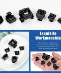Heavy Duty Black Snap In Cage Nuts M4 Through M12 Carbon Steel Rack Mount Kit 84 Pieces displayed on a plate.