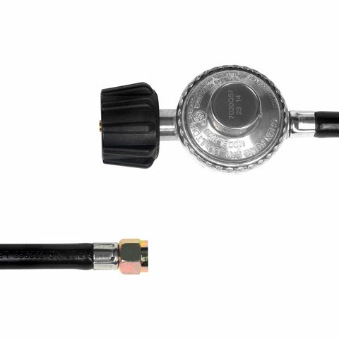 Close-up of Two Foot Propane Gas Grill Regulator And Hose For Weber Charbroil Nexgrill Grills Patio Heaters And Fire Pits Replacement