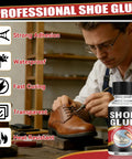 Man repairing shoe using Beast Mode Heavy Duty Shoe Glue For Sole Repair Quick Dry Waterproof Adhesive For Boots Sneakers Leather Rubber Canvas Long Lasting Bond For Footwear Repair