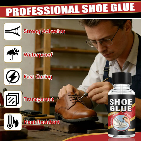 Man repairing shoe using Beast Mode Heavy Duty Shoe Glue For Sole Repair Quick Dry Waterproof Adhesive For Boots Sneakers Leather Rubber Canvas Long Lasting Bond For Footwear Repair