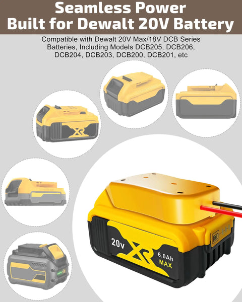 Close-up of 2-Pack 20V Battery Adapter For Power Wheels Upgrade Kit showing various angles and wire connectors.
