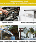 Massive 2225 Piece Rubber O Ring Assortment Kit With 38 Sizes And Hook Set shown for vehicle, faucet, and gas repairs.