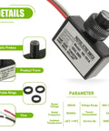 Outdoor 105V To 130V AC Photocell Light Sensor Switch For Dusk To Dawn Auto Lighting with probe details and specifications