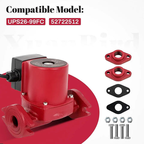 Kickin Up Heat Heavy Duty Hot Water Circulator Pump 115V 1/6Hp Ups26-99Fc with accessories and mounting hardware.