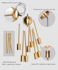 Dope Gold Sputnik Chandelier Modern Brass Lighting Set With Eight-Light Ceiling Fixture components and parts details