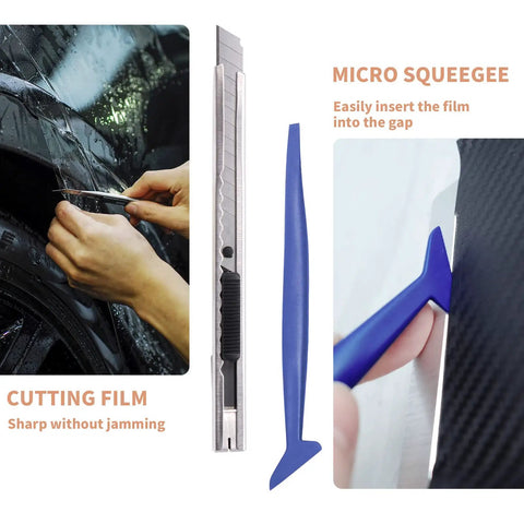 Vinyl Wrap Tool Kit For Car Wrapping And Window Tinting With 4 Inch Felt Squeegee Retractable 9mm Utility Knife And Blades