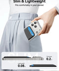 Person placing Ultra Slim MagSafe Wallet Card Holder For iPhone 17 16 15 14 13 12 Pro Max Plus Air Series in pocket with graphics showing size and weight.