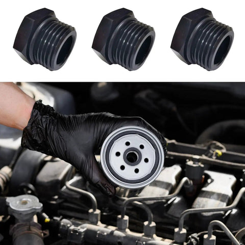 Battle Tested Aluminum Hex Adapter Fitting Kit Oil Coolant Plug High Temp Ethanol Compatible Fuel Line Hardware An4 To An12, two adapters and oil filter in hand.