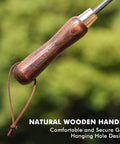 Natural wooden handle of 3-In-1 Heavy Duty Garden Tools Kit With Carbon Steel Trowel Transplanter And Cultivator