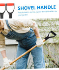 Replacement Shovel Handle With D Shaped Grip For Gardening Spade In Durable Plastic Construction Pack Of 2 shown with gardener in action.