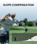 Golfer using High Accuracy Golf Rangefinder With Slope And Removable Rechargeable Battery, 1100 Yard Range, diagram shown.