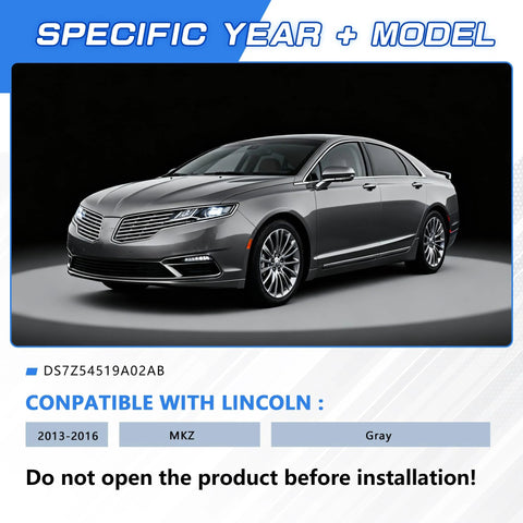 Sunshade cover for Lincoln MKZ 2013–2016, gray; banner shows a gray Lincoln MKZ sedan.
