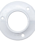 Cast Aluminum Pool Ladder Deck Flange For Above Ground Ladders, Easy Install Replacement Mounting Bracket, Sold Individually, 2.5 Inch Tall, 1.5 Inch Circumference, Heavy Duty Deck Mount white flange with three screw holes