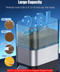 Top Shelf Automatic Pond Fish Feeder With Large Capacity And Adjustable Timer, moisture-proof container showing 2.8L measurement.