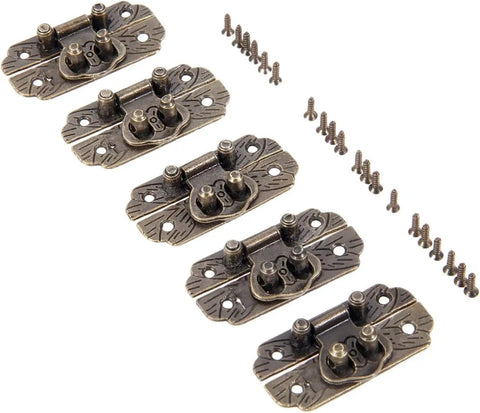 Antique Bronze Wooden Box Hinges Set Five 25x48mm Hasps Iron Lock Catch Latches For Jewelry Boxes Suitcases Gift Boxes