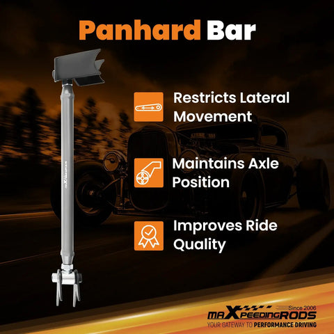Universal Parallel 4 Link Kit With Adjustable Ends For Suspension Links And Panhard Bar Fits Hot Rods Rat Rods Classic Cars And Air Ride Setups Improves Handling And Ride Height Adjustment, steel Panhard bar on hot rod