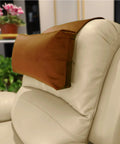 Velvet Comfy Recliner Head Pillow With Non Slip Base Adjustable Neck Support For Pain Relief At Home Office And Travel 23 Inch By 15.7 Inch By 4.3 Inch Pumpkin Color on cream recliner