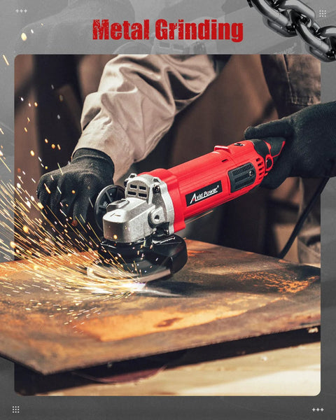 Avid Power red 4-1/2 inch angle grinder with side handle and grinding wheel
