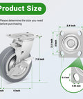 6 Inch Heavy Duty Caster Wheels Industrial Grade Thermoplastic Rubber With Brake 4500 Lbs Capacity Ball Bearing Plate Swivel Castors Set Of 4 For Equipment And Industrial Carts Medical Applications with size dimensions