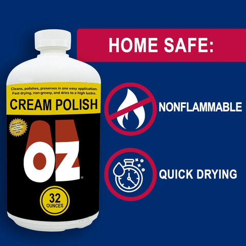 OZ Cream Polish One Quart For Cleaning And Polishing And Preserving Surfaces In One Easy Application Anti Static Dust Repellent label
