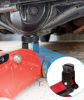 Universal Rubber Jack Stand Pads 8 Pack With Round And V Groove Designs Heavy Duty Pinch Weld Protectors in use with floor jack
