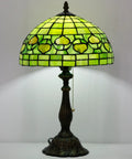 Tiffany Style Stained Glass Table Lamp With 12 Inch Shade And 19 Inch Tall Antique Bronze Base UL Listed Reading Light Pull Chain Easy Assembly Cozy Glow Vibe Green Apple Heart Pattern