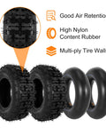 13x5.00-6 Tire And Inner Tube Set With TR87 Angled Valve Stem For Razor Dirt Quads, showing high nylon content and multi-ply walls