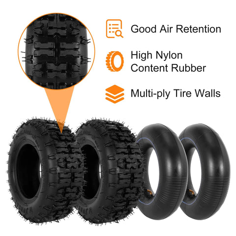 13x5.00-6 Tire And Inner Tube Set With TR87 Angled Valve Stem For Razor Dirt Quads, showing high nylon content and multi-ply walls
