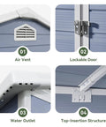 8x6 Ft Outdoor Resin Storage Shed With Window And Floor Lockable Doors Waterproof Plastic Tool Shed With Sloped Roof parts