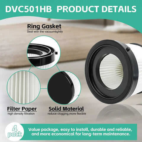 Replacement HEPA Filters For 20V Cordless Handheld Vacuums Easy Swap Washable And Reusable 6 Pack DVC501HB details