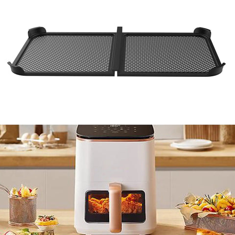 Foldable Air Fryer Splatter Guard Screen For AF500 Keeps Counters Clean During High Heat Cooking, above air fryer.