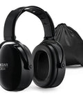 Black noise canceling ear muffs for adults and kids, adjustable hearing protection with ABS shell and storage bag included