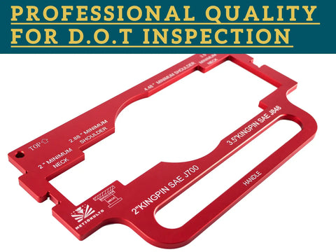 Must Have King Pin Wear Gauge For Trailers 2 Inch And 3.5 Inch Aluminum Alloy Tool With Handle Detect SAE J700 And J848 Kingpins, red anodized gauge for DOT inspection