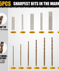 Precision Pin Vise Hand Drill Set 25 Pcs For Jewelry Making And Miniatures, showing HSS micro twist bits in various sizes