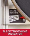 Blade tensioning indicator on 18 Inch Woodworking Band Saw With 1.75 HP 115V 1Ph Big 16 Inch Resaw Capacity showing settings