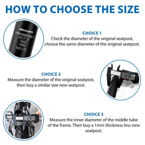 How to choose size for Coil Spring Suspension Seatpost 31.6x350mm For MTB BMX E Bike With Headless Design guide