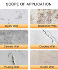 Scope of application for 6mm Thick Peel And Stick Foam Wall Panel Rolls on various wall types: dusty, blackened, cement, cracked, peeling, graffiti.