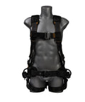Lite Full Body Harness With Aluminum Hardware, OSHA And ANSI Compliant, Size M-L, breathable pads, black webbing, orange stitching.