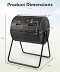 37.5 Gallon Dual Chamber Compost Bin With 360 Degree Tumbling And Dual Lockable Doors For Easy Outdoor Garden Composting