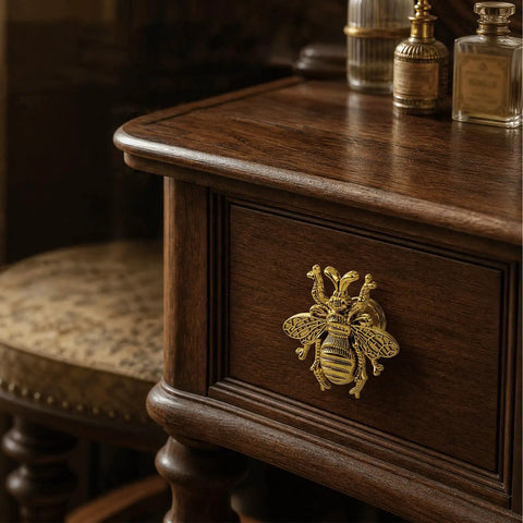 Bee Shape Cabinet Knobs 2 Pack Nature Inspired Single Hole Pulls For Cabinets Dressers Furniture Doors Antique Gold Zinc Alloy Electroplated Finish Rust Resistant, bee knob on wood dresser