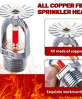 Quick Response Pendent Fire Sprinkler Head With Sixty Eight Glass Bulb And Half Inch Thread for residential safety with copper build.