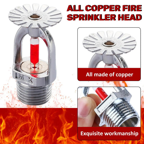 Quick Response Pendent Fire Sprinkler Head With Sixty Eight Glass Bulb And Half Inch Thread for residential safety with copper build.