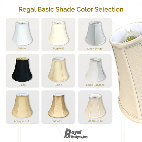 Regal Basic Shade color options including Eggshell Bell Lamp Shade 9 By 18 By 13.625 Inches With Softback Off White Lining.