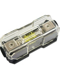 Inline Mini ANL Fuse Holder For 4 To 8 Gauge Wire, Waterproof AFS Inline Fuse Holder with clear casing and 100A fuse visible