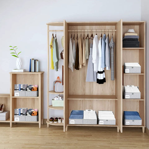 Trapezoid Closet Storage Bins With Handles Easy View Organizer Baskets For Shelves Clothes Toys And Books 3 Pack Blended Colors