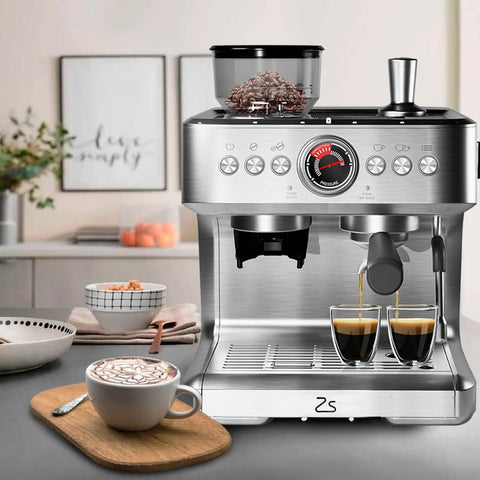 Darn Good Semi Automatic Espresso System With Integrated Conical Burr Grinder And Easy Pull Steam Wand features brewing espresso shots with rich crema.