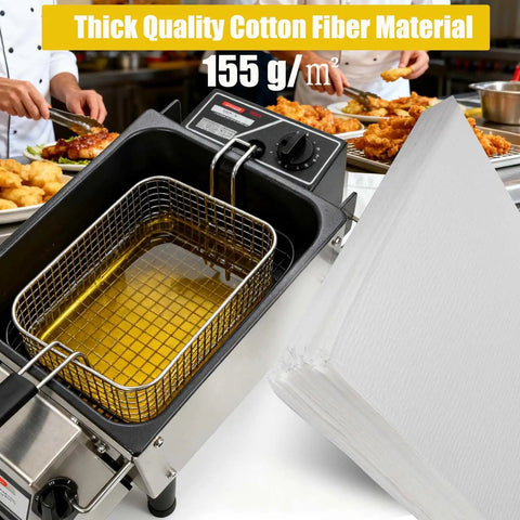 Heavy Duty Fryer Oil Filter Envelopes, 105 Pack, 18.5 X 20.5 Inch Mesh Strainers, thick cotton and fryer with basket.
