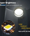 LED Barn Light 120W Dusk To Dawn Outdoor Flood Light With Photocell 15600LM 5000K Daylight Waterproof, lit view
