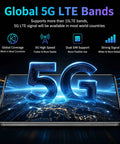 Unlocked 5G Smartphone With Built In Stylus Pen 6.99 Inch HD Plus Display showcasing global 5G LTE bands support and features.